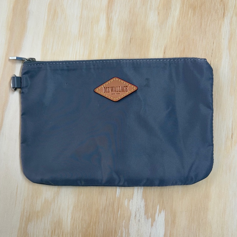 MZ Wallace Small Nylon Cosmetic Pouch Makeup Bag Gray